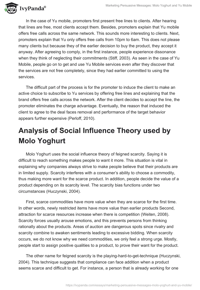 Marketing Persuasive Messages: Molo Yoghurt and Yu Mobile. Page 2