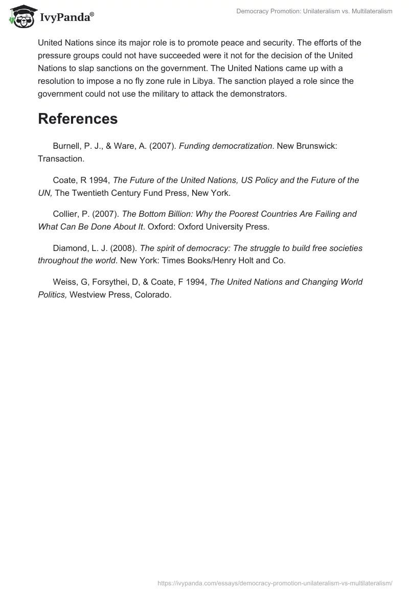Democracy Promotion: Unilateralism vs. Multilateralism. Page 5