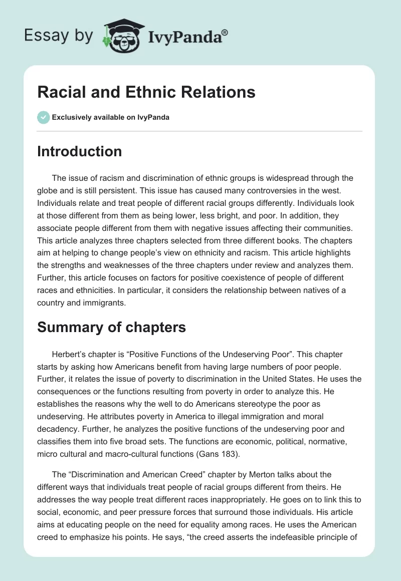 Racial and Ethnic Relations. Page 1