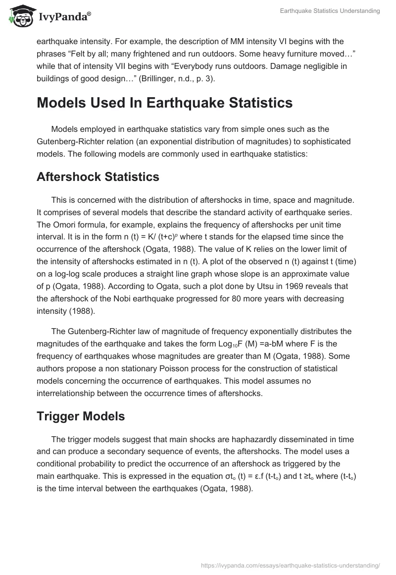 Earthquake Statistics Understanding. Page 3