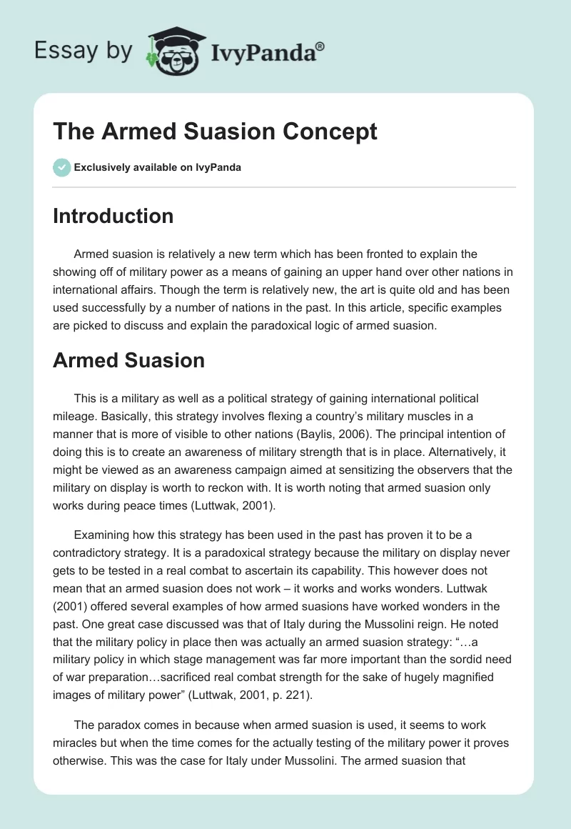 The Armed Suasion Concept. Page 1