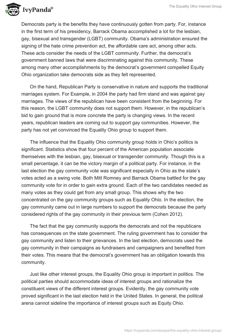 The Equality Ohio Interest Group. Page 2