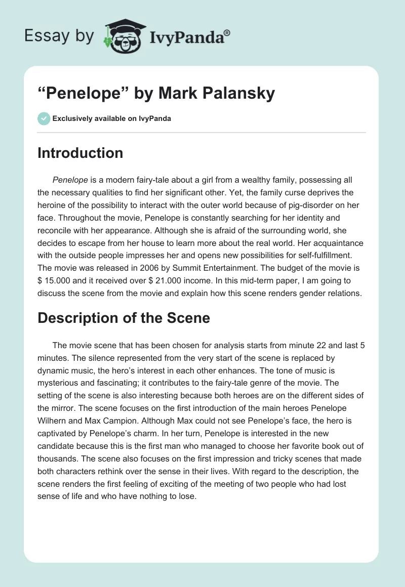 “Penelope” by Mark Palansky. Page 1