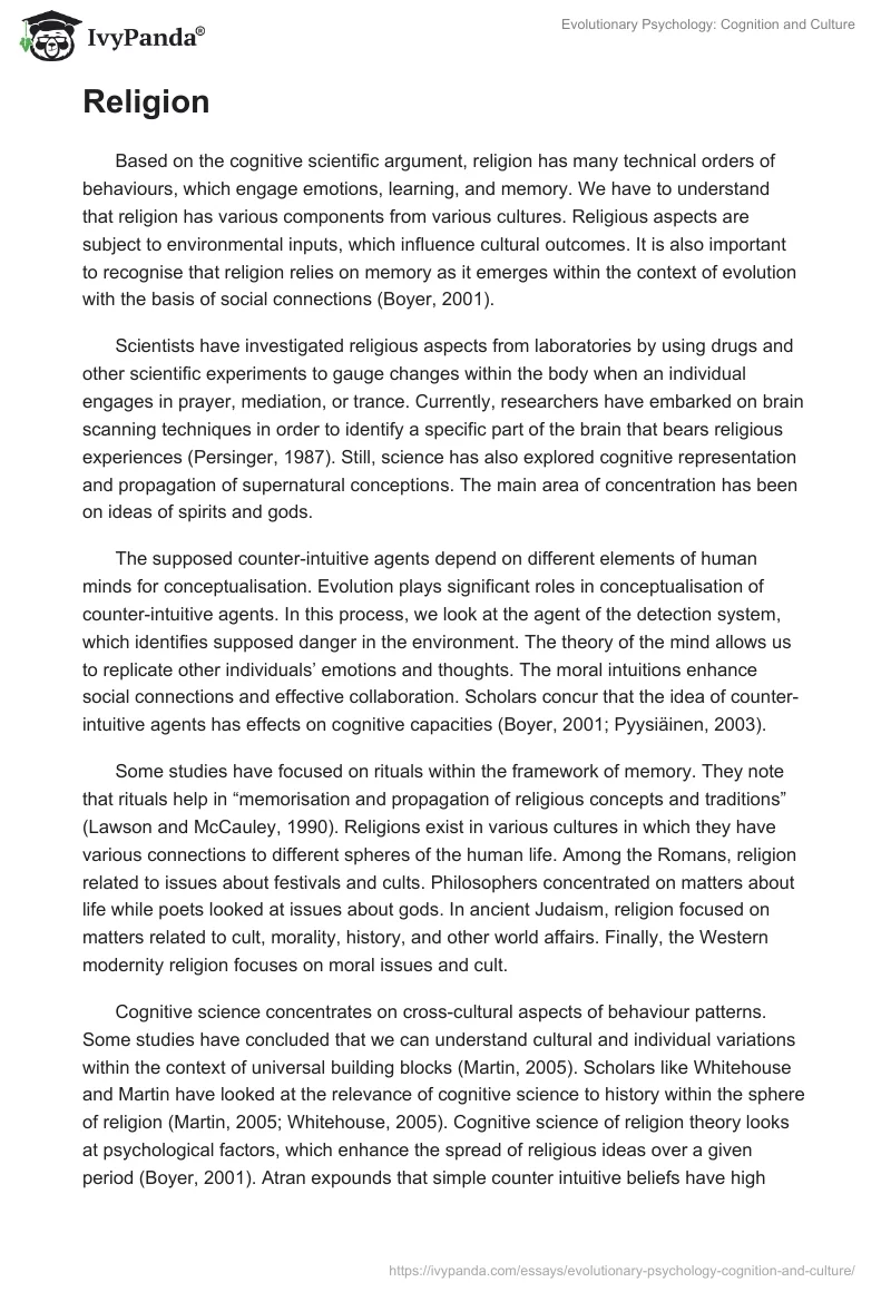 Evolutionary Psychology: Cognition and Culture. Page 2