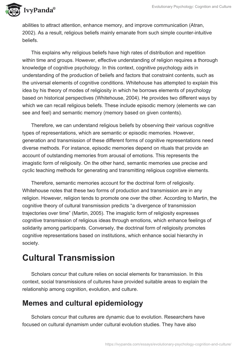 Evolutionary Psychology: Cognition and Culture. Page 3