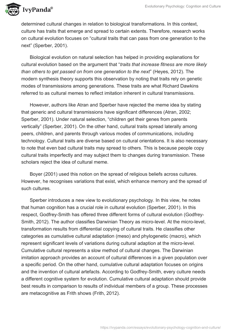 Evolutionary Psychology: Cognition and Culture. Page 4
