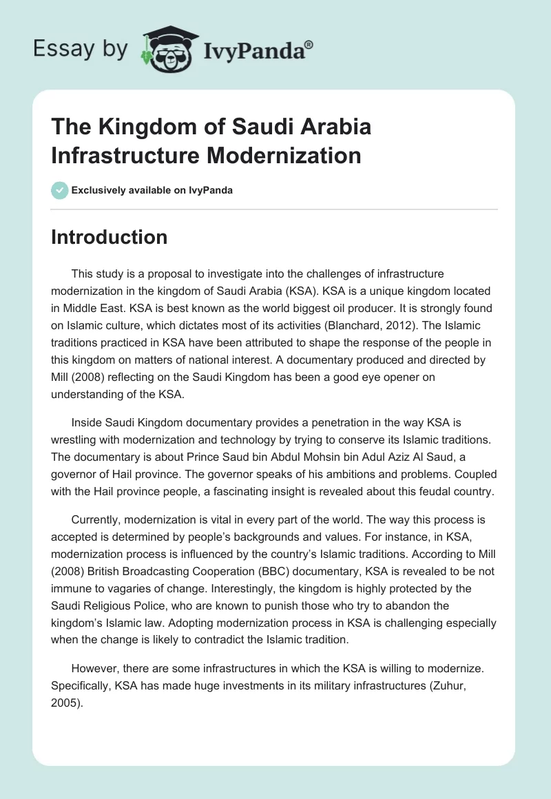 The Kingdom of Saudi Arabia Infrastructure Modernization. Page 1