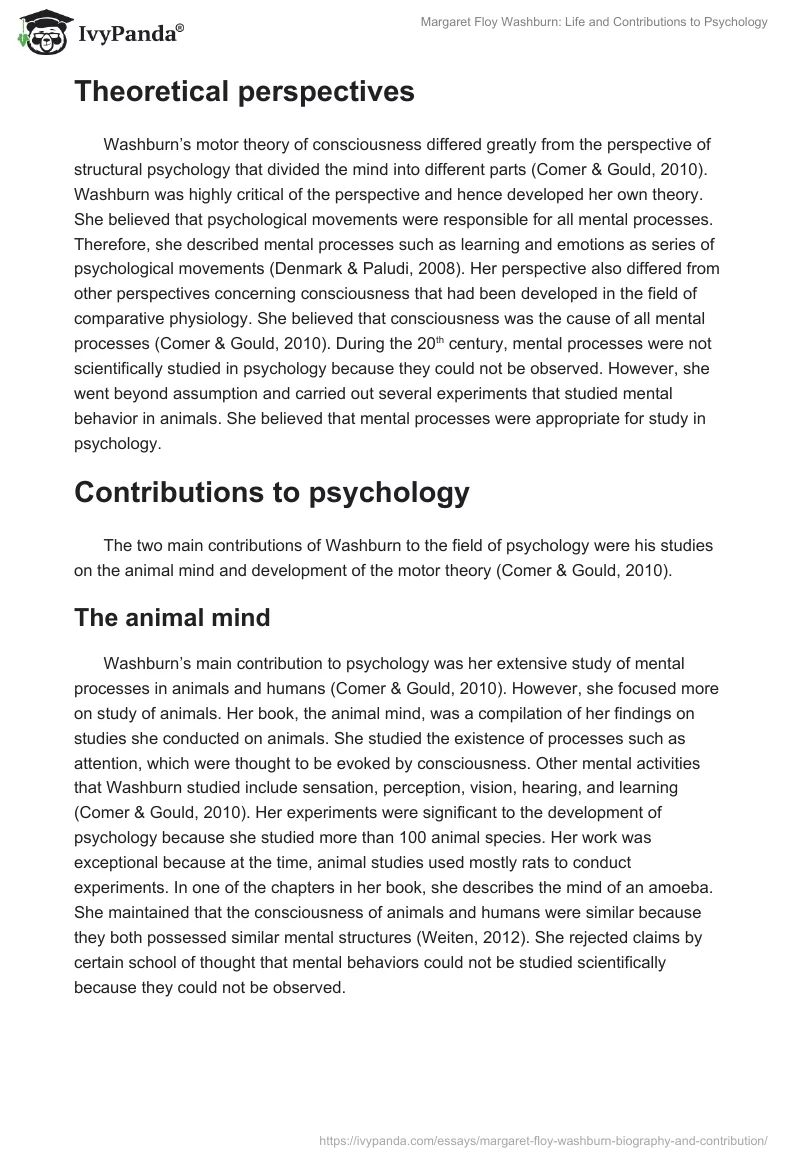 Margaret Floy Washburn: Life and Contributions to Psychology. Page 2