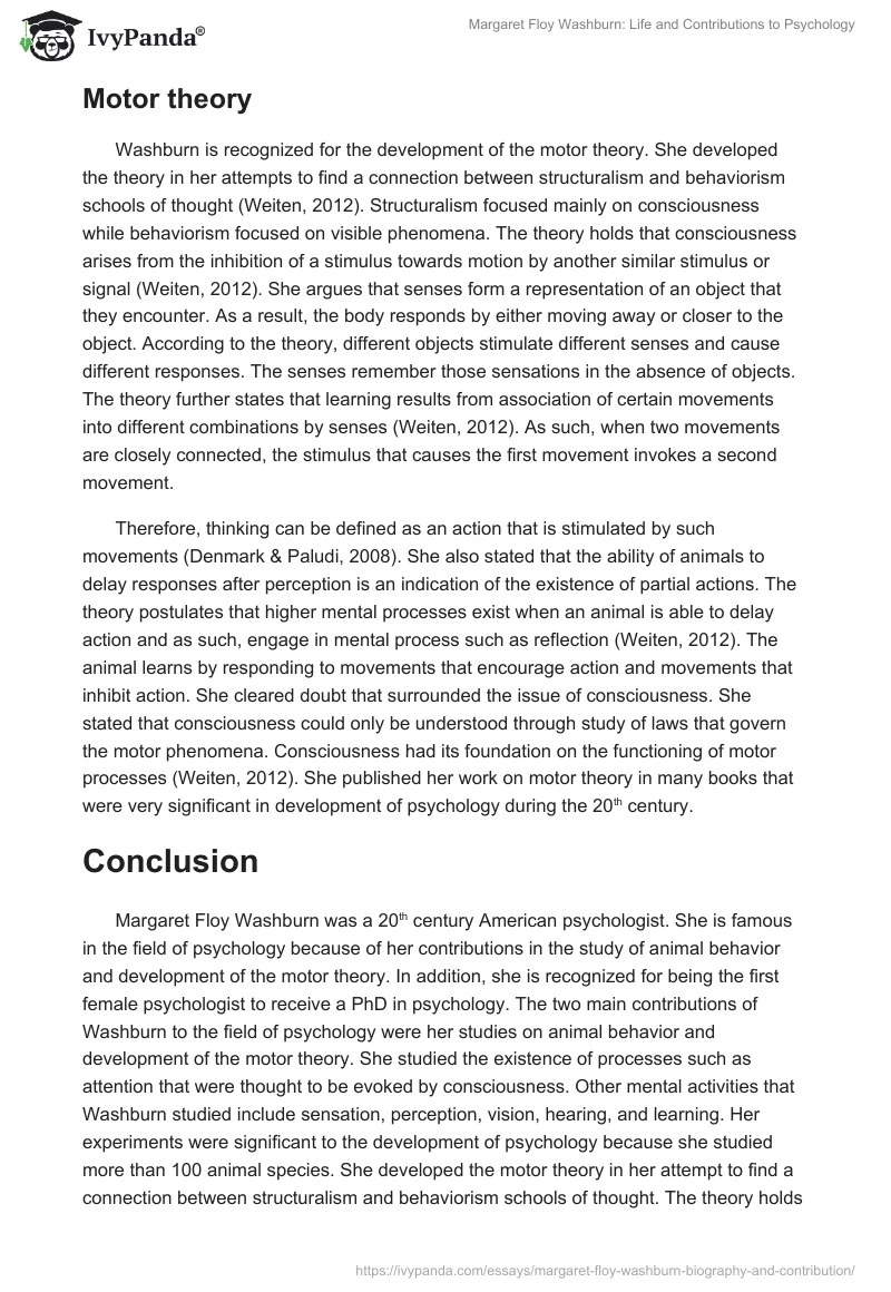 Margaret Floy Washburn: Life and Contributions to Psychology. Page 3