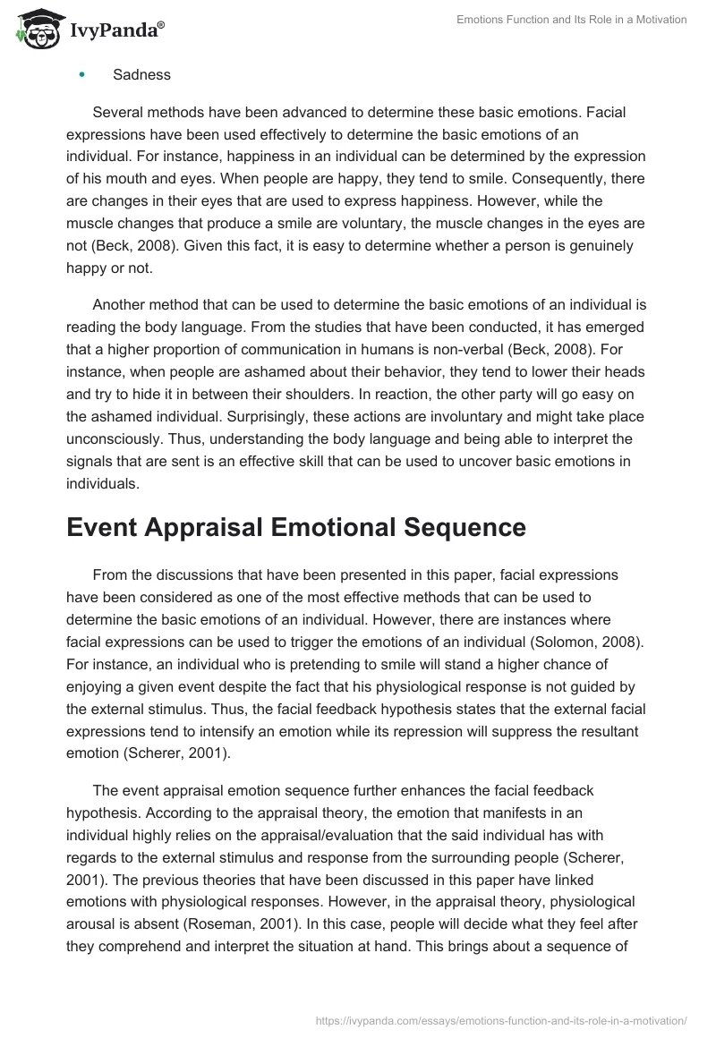 Emotions Function and Its Role in a Motivation. Page 3