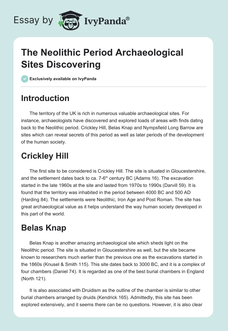 The Neolithic Period Archaeological Sites Discovering. Page 1