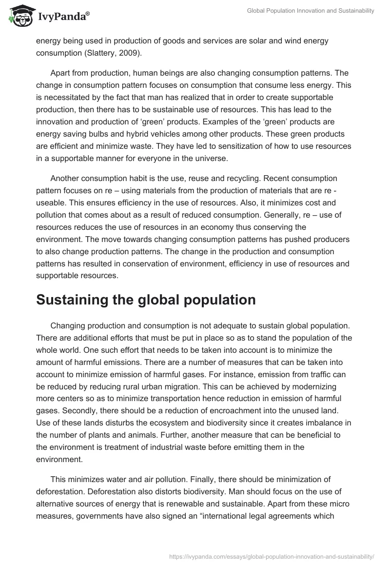 Global Population Innovation and Sustainability. Page 2