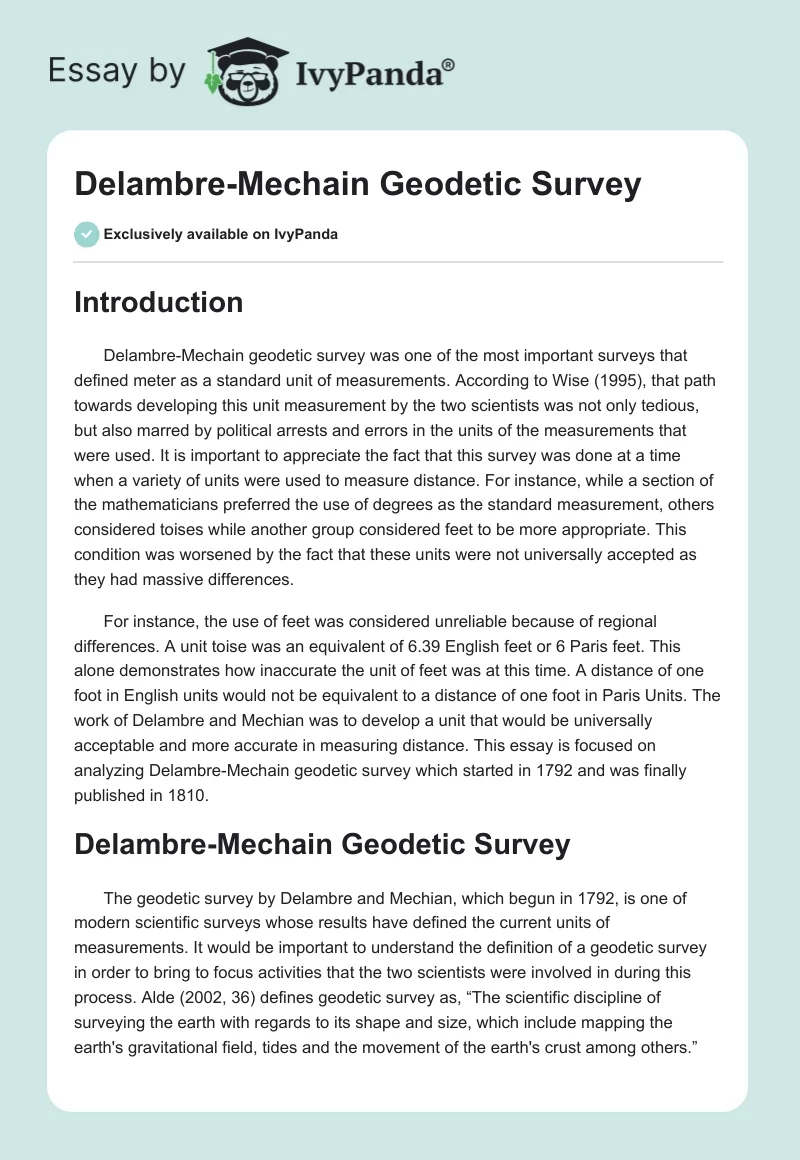 Delambre-Mechain Geodetic Survey. Page 1