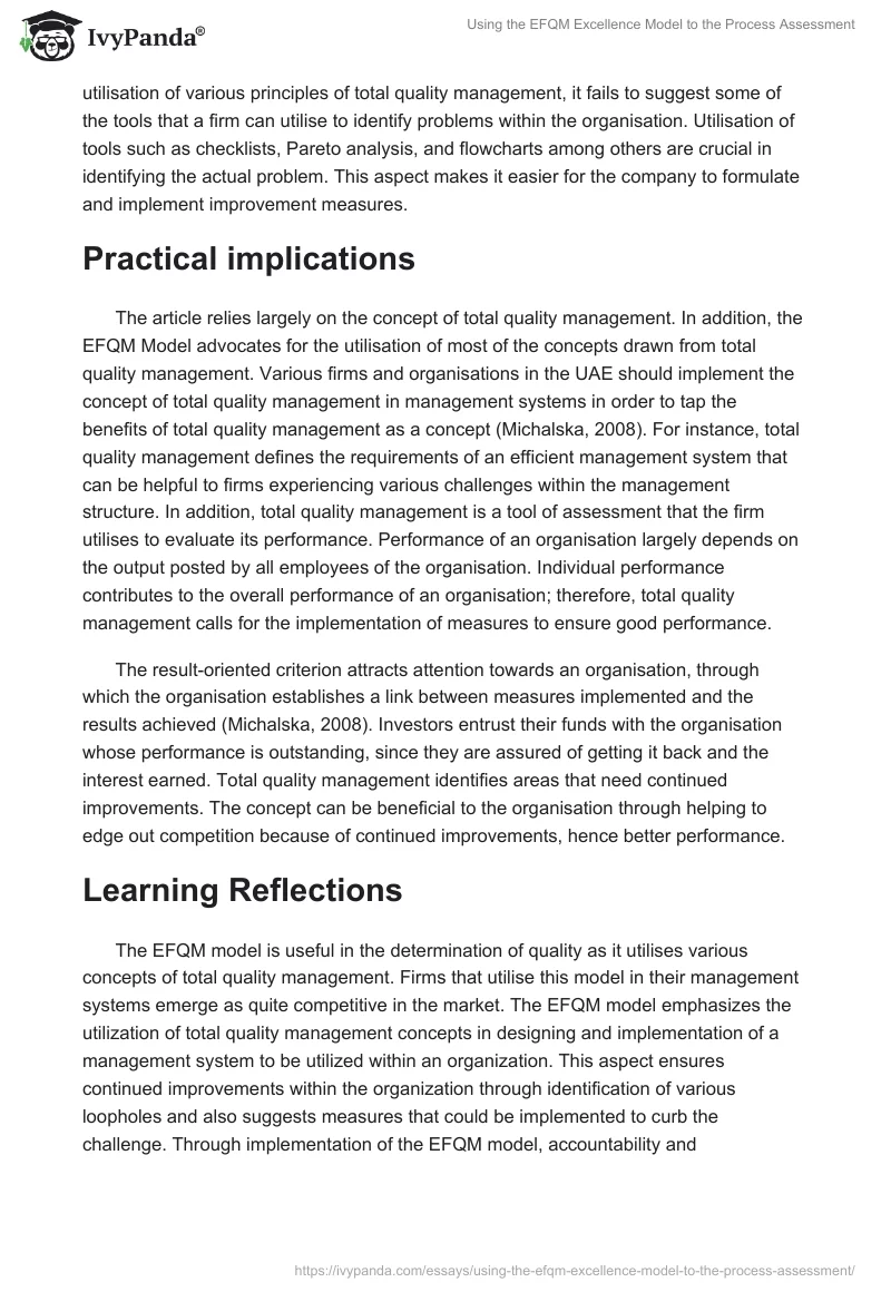 Using the EFQM Excellence Model to the Process Assessment. Page 4