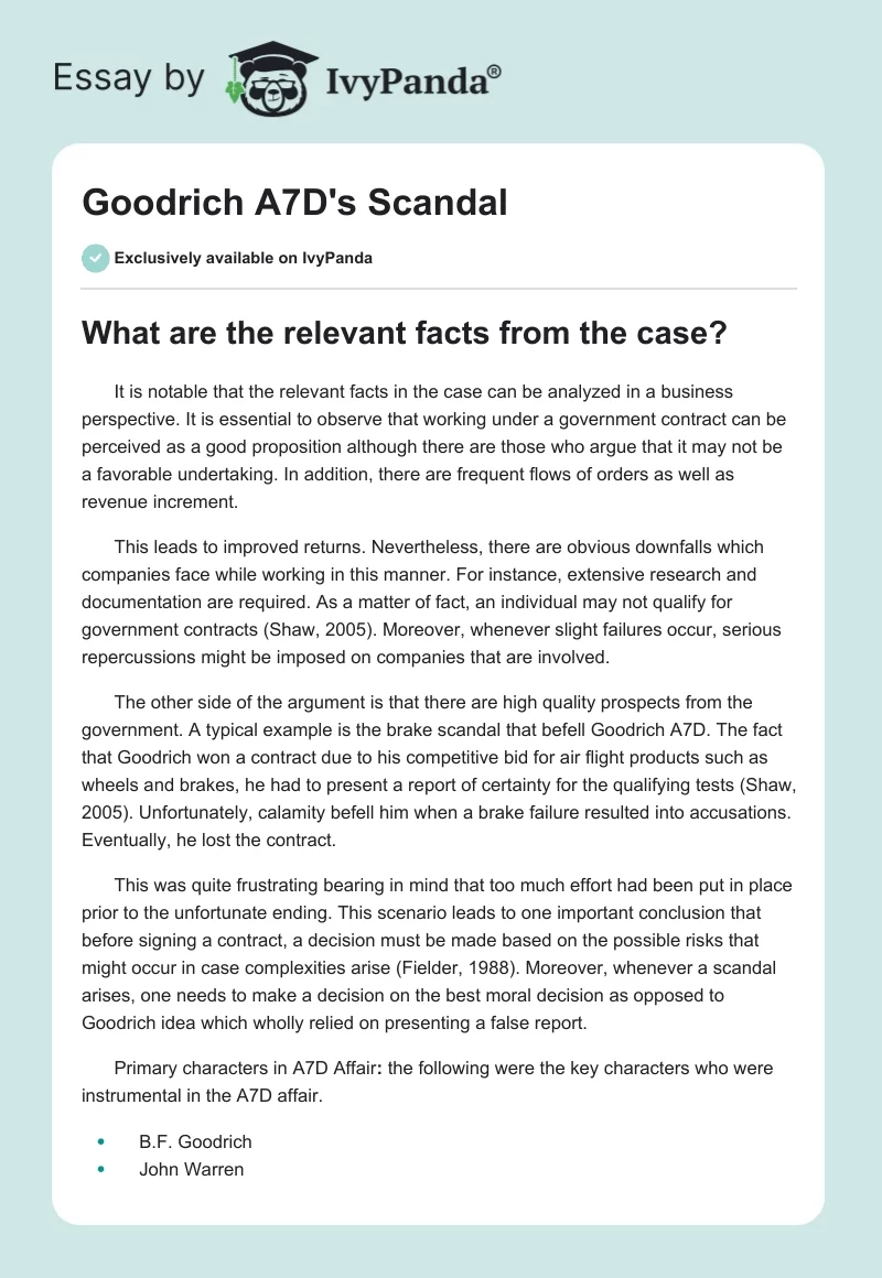 Goodrich A7D's Scandal. Page 1