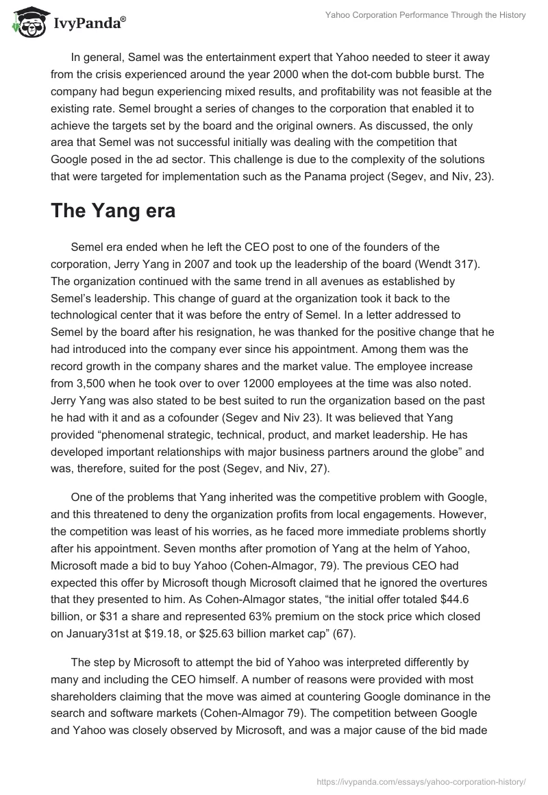 Yahoo Corporation Performance Through the History. Page 5
