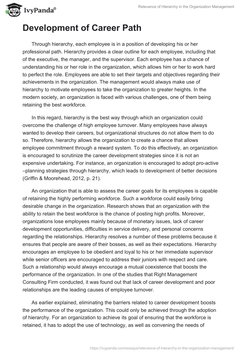 Relevance of Hierarchy in the Organization Management. Page 2