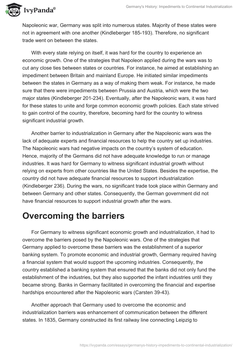 Germany's History: Impediments to Continental Industrialization. Page 2