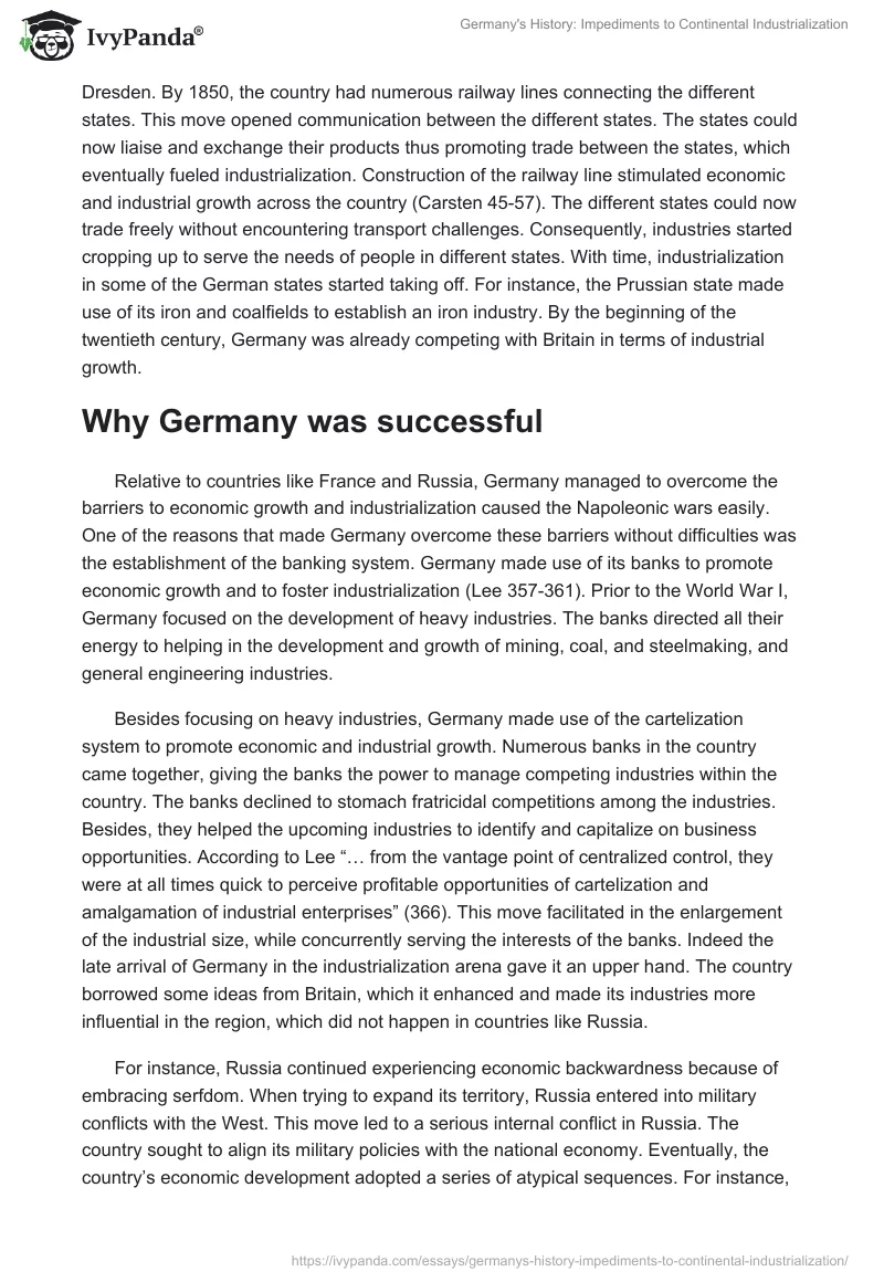 Germany's History: Impediments to Continental Industrialization. Page 3