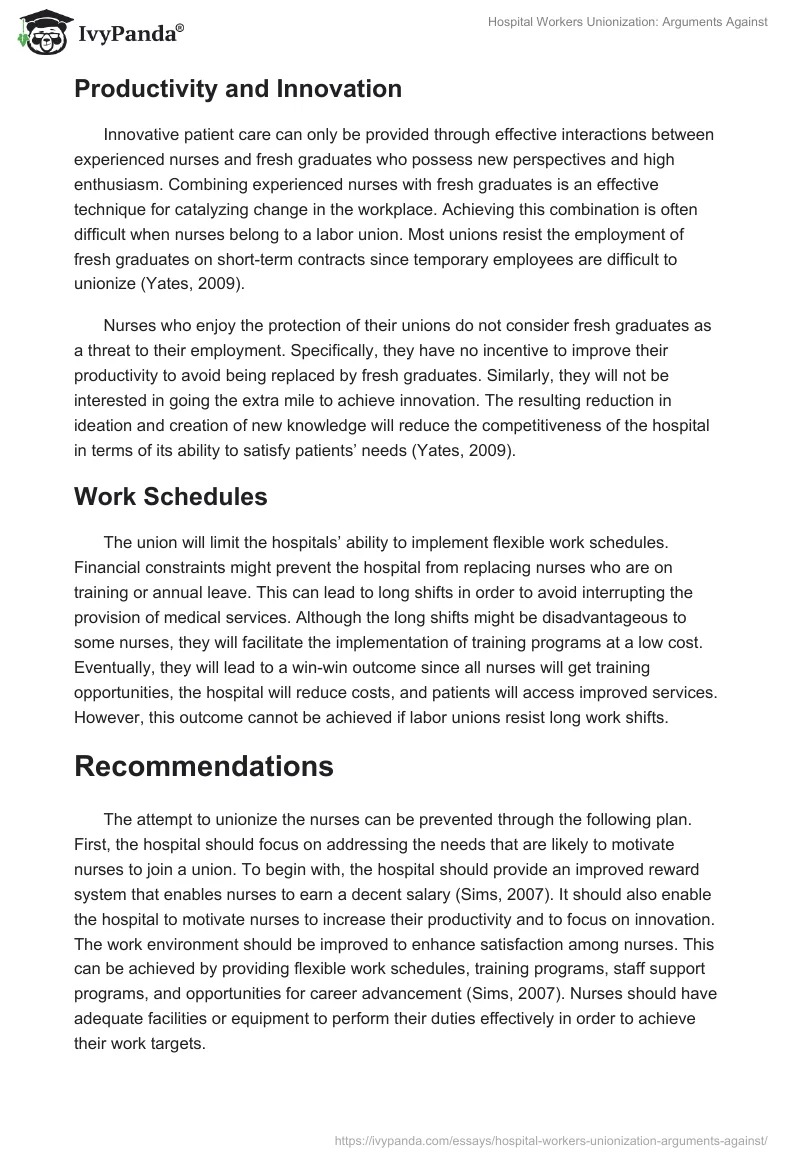 Hospital Workers Unionization: Arguments Against. Page 4