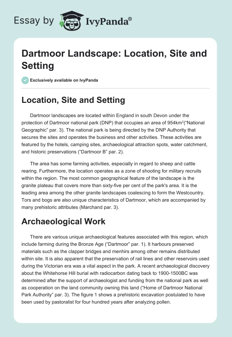 Dartmoor Landscape: Location, Site and Setting. Page 1