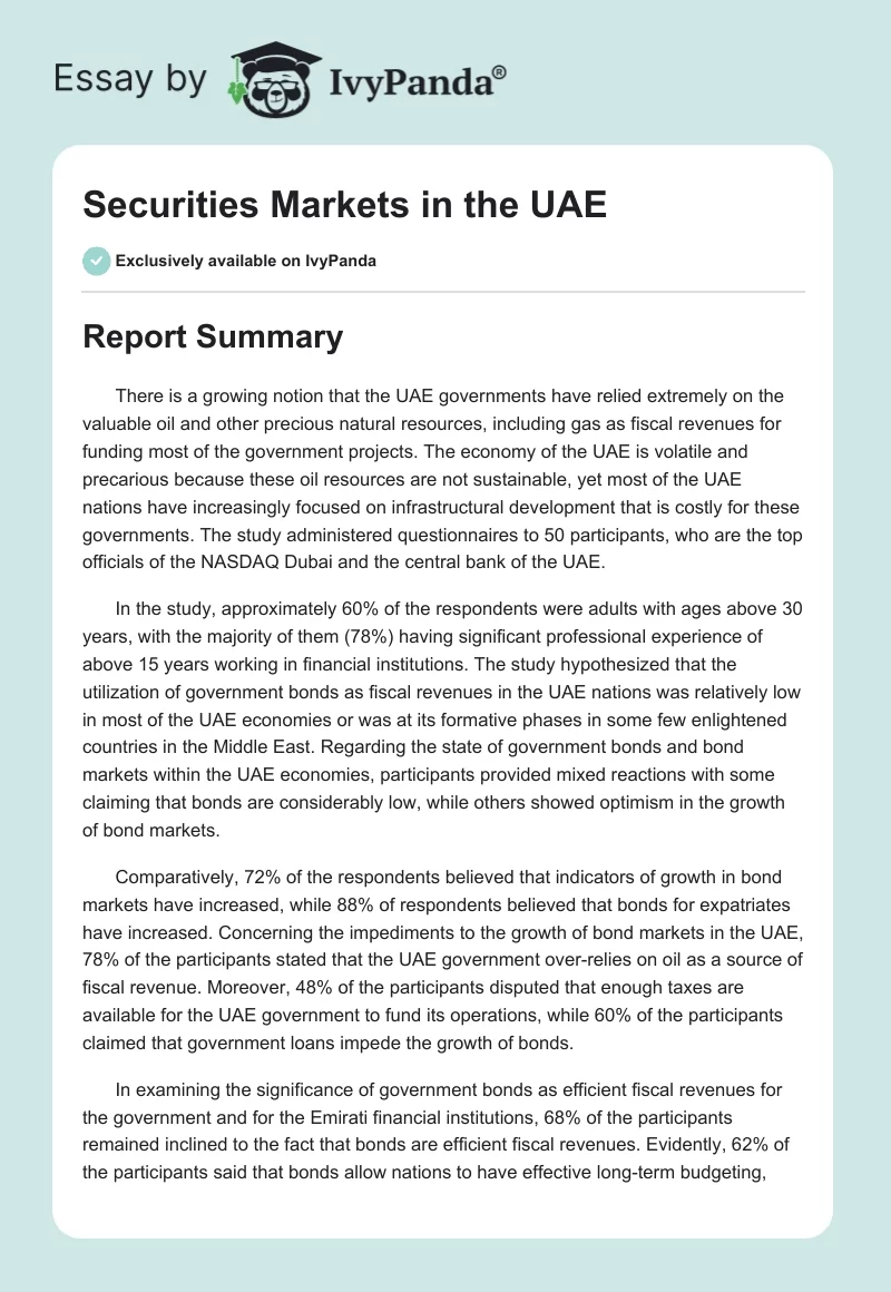 Securities Markets in the UAE. Page 1