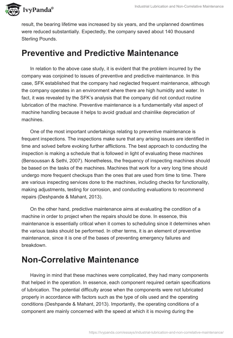 Industrial Lubrication and Non-Correlative Maintenance. Page 2