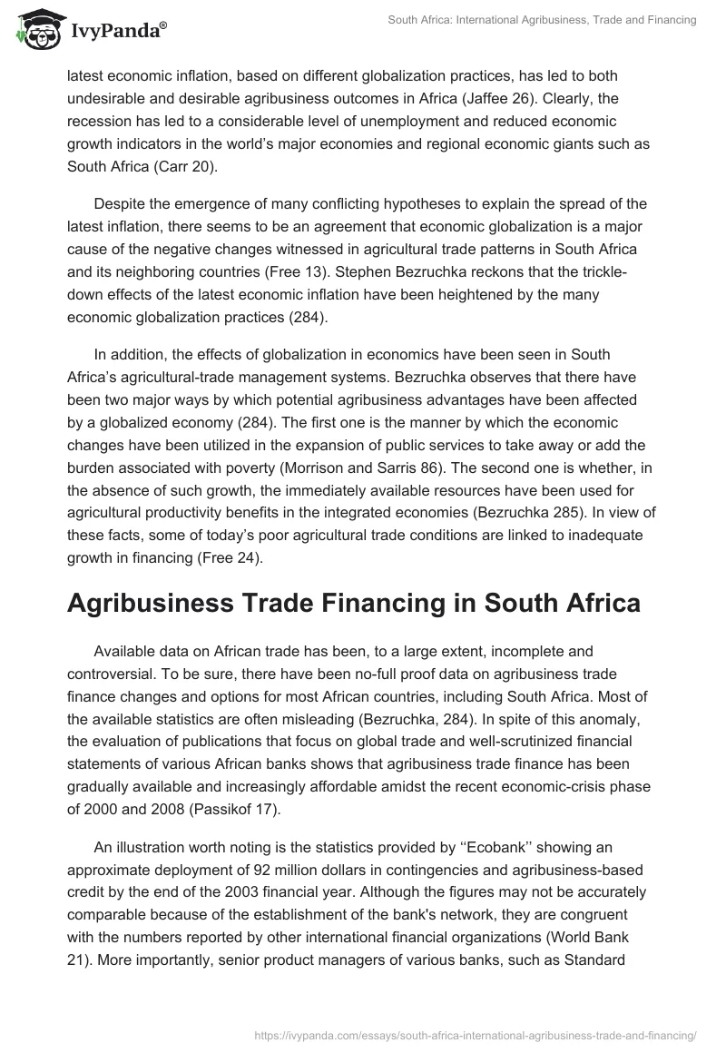 South Africa: International Agribusiness, Trade and Financing. Page 3