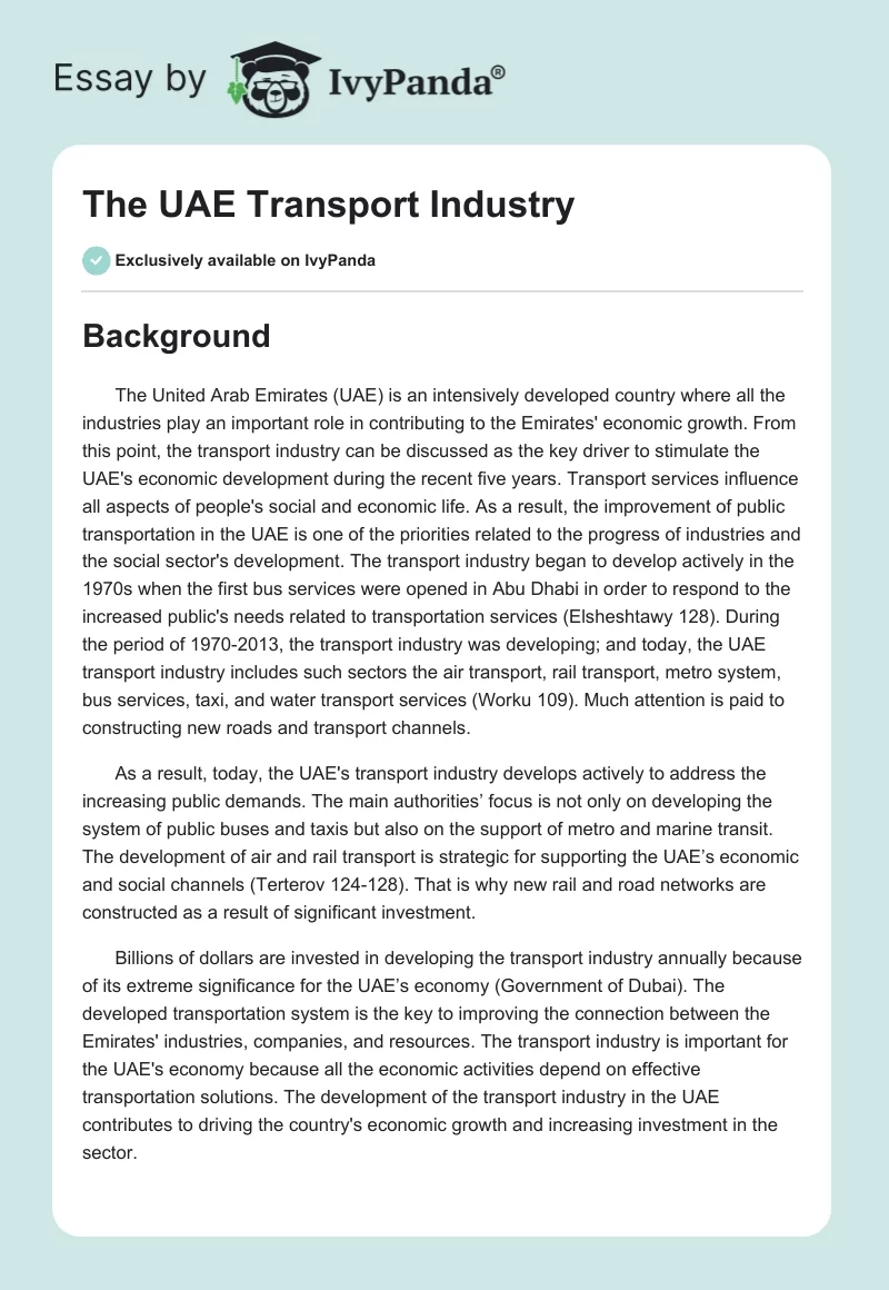 The UAE Transport Industry. Page 1