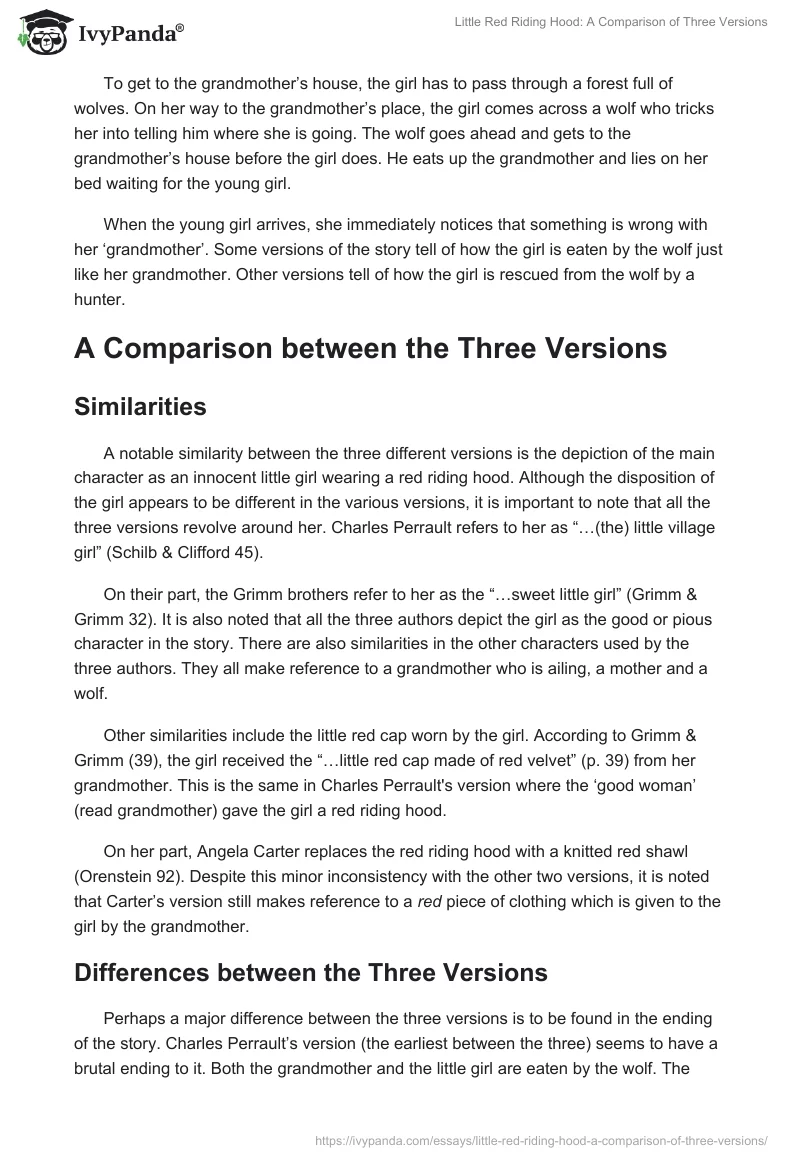 Little Red Riding Hood: A Comparison of Three Versions. Page 2