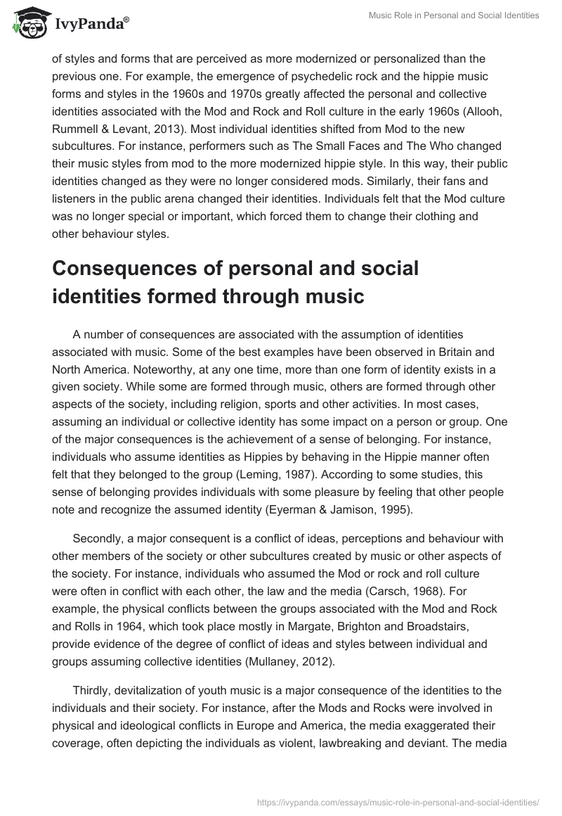 Music Role in Personal and Social Identities. Page 5