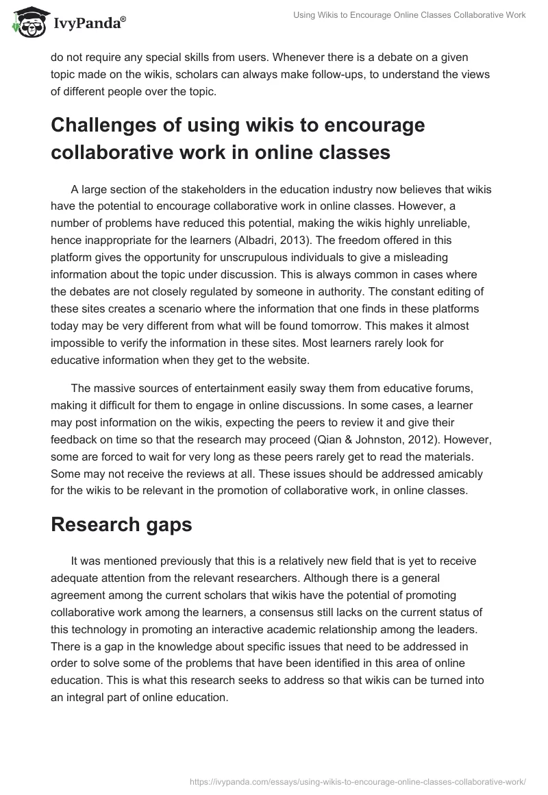 Using Wikis to Encourage Online Classes Collaborative Work. Page 5