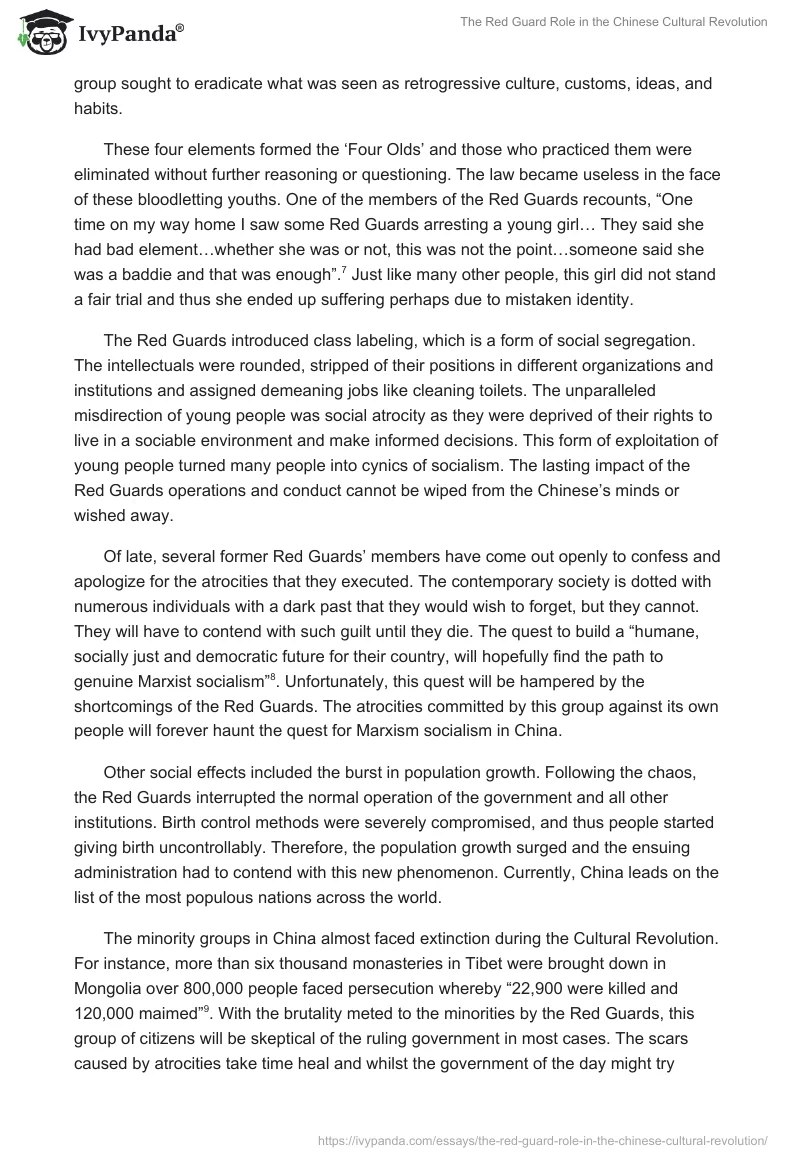 The Red Guard Role in the Chinese Cultural Revolution. Page 4