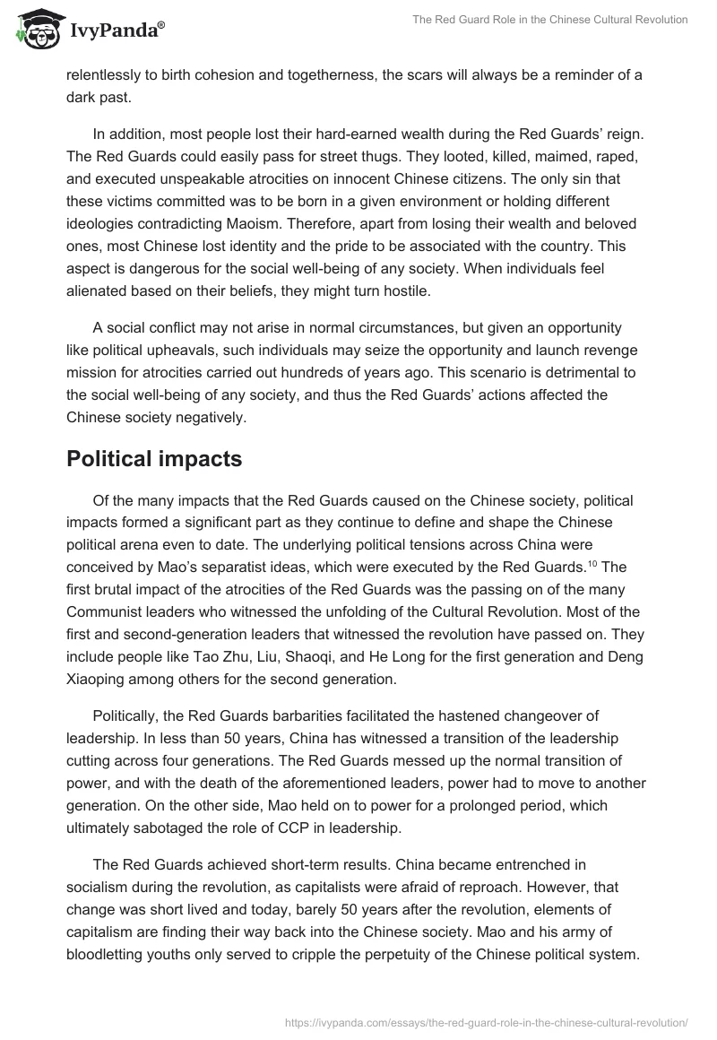 The Red Guard Role in the Chinese Cultural Revolution. Page 5