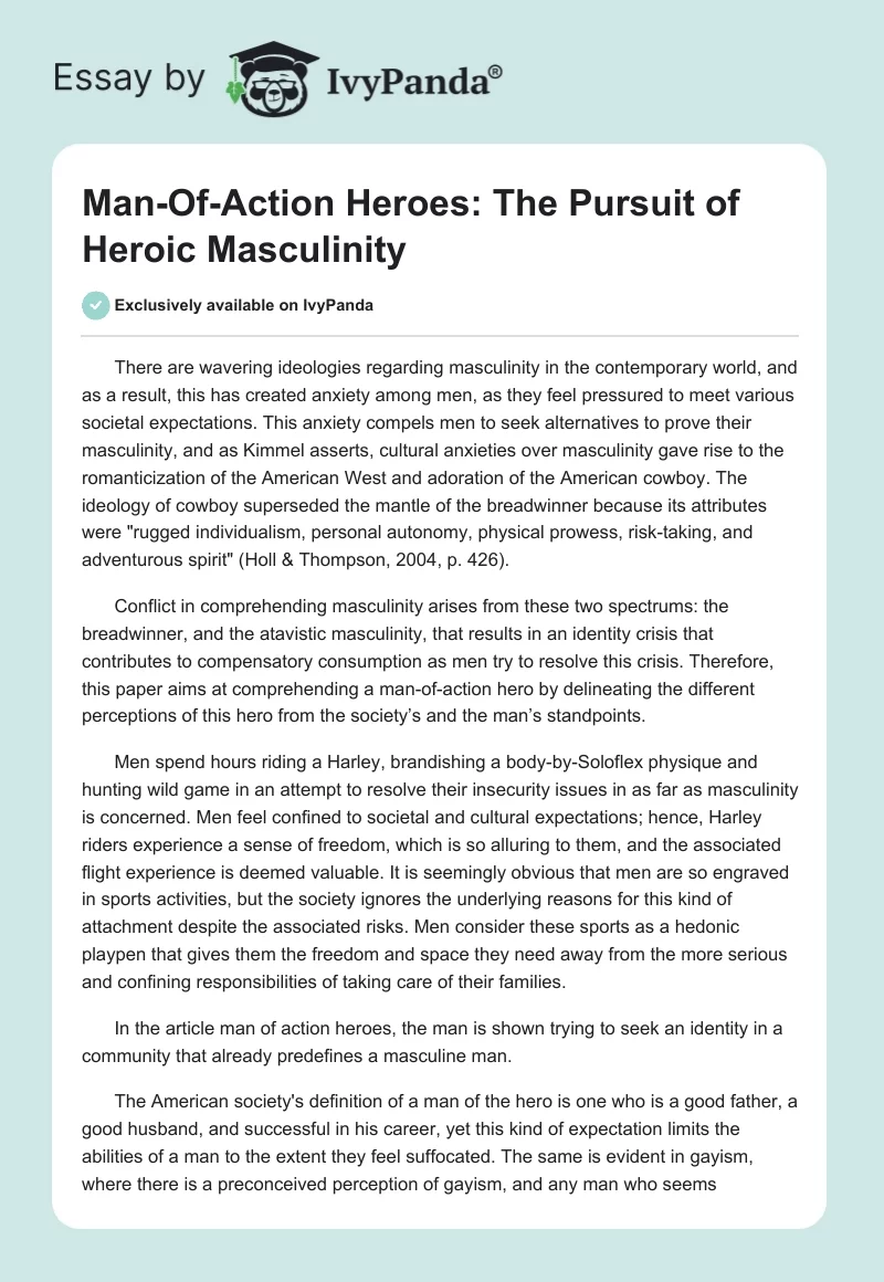 Man-Of-Action Heroes: The Pursuit of Heroic Masculinity. Page 1