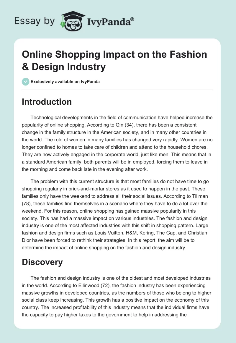 Online Shopping Impact on the Fashion & Design Industry. Page 1