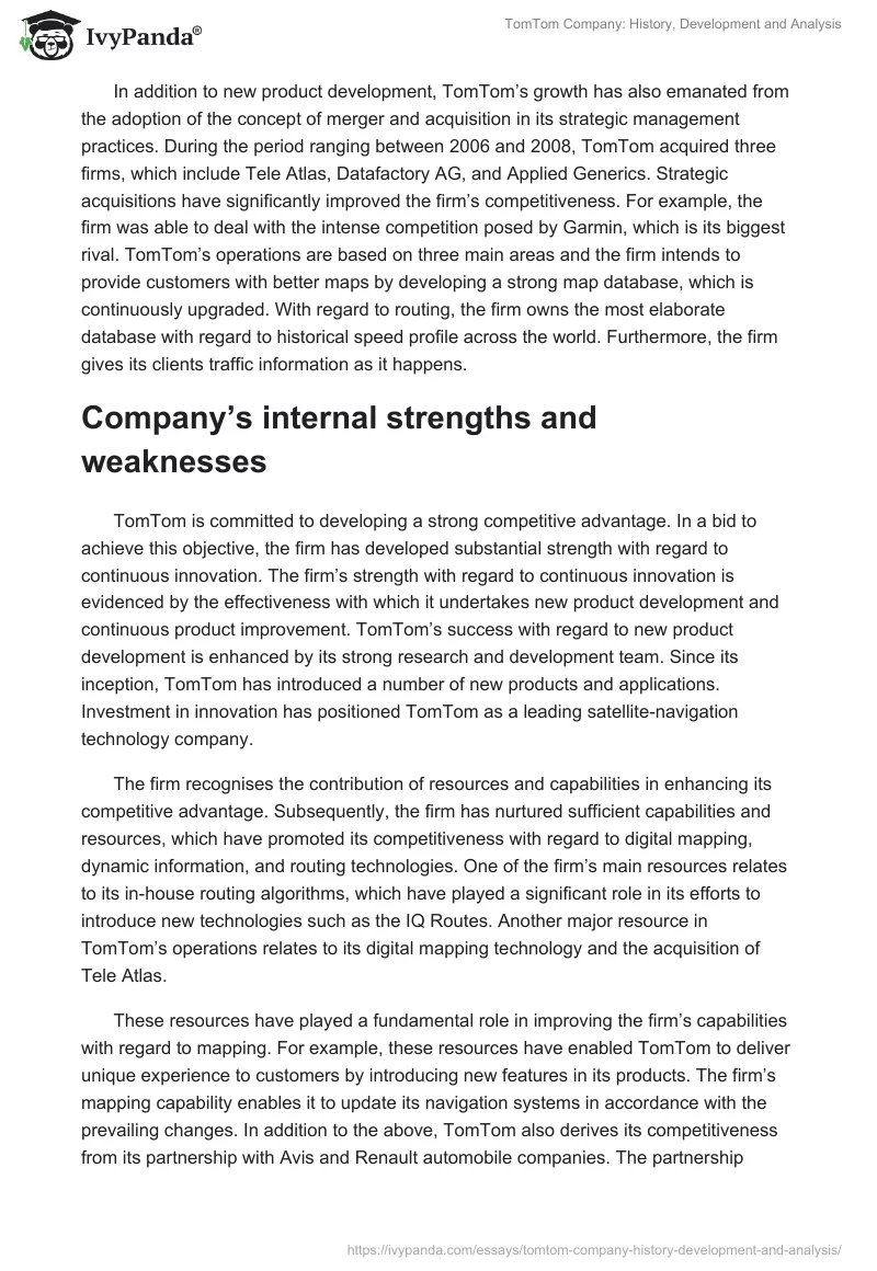 TomTom Company: History, Development and Analysis. Page 2