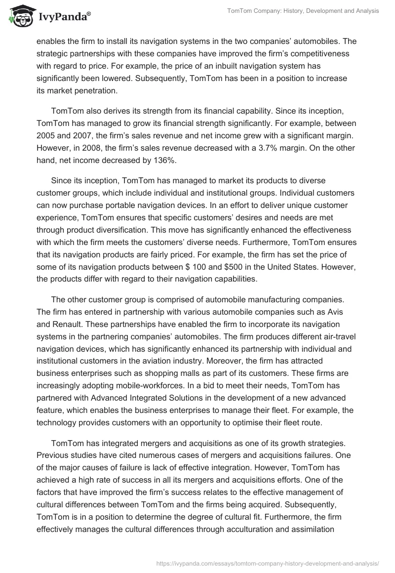 TomTom Company: History, Development and Analysis. Page 3