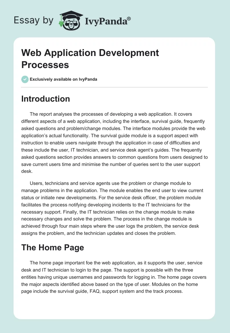 Web Application Development Processes. Page 1