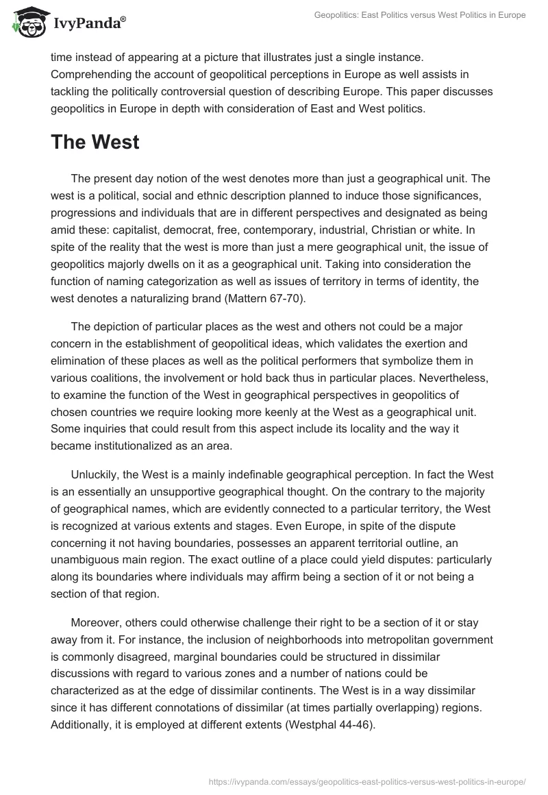 Geopolitics: East Politics versus West Politics in Europe. Page 2