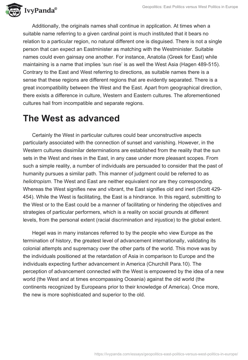 Geopolitics: East Politics versus West Politics in Europe. Page 5
