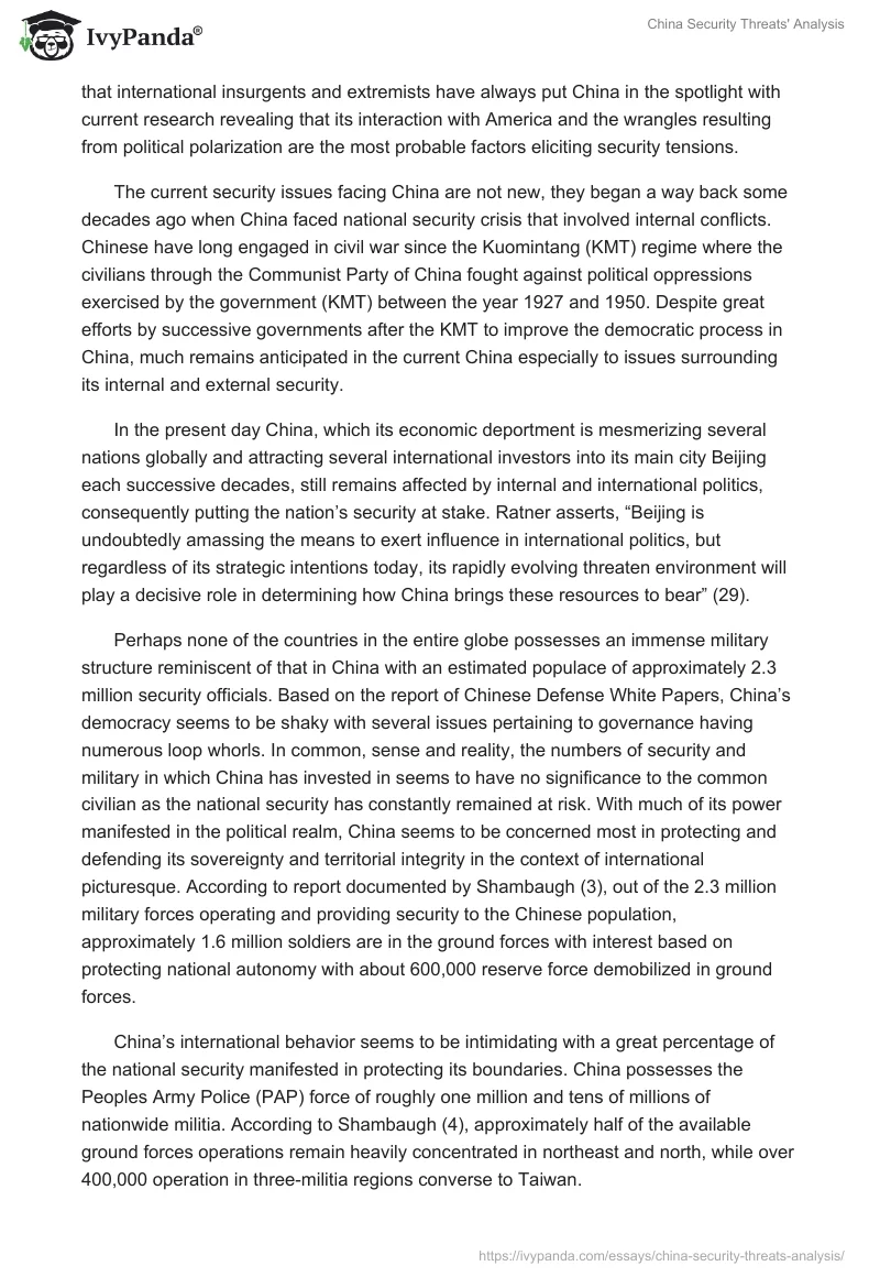 China Security Threats' Analysis. Page 2
