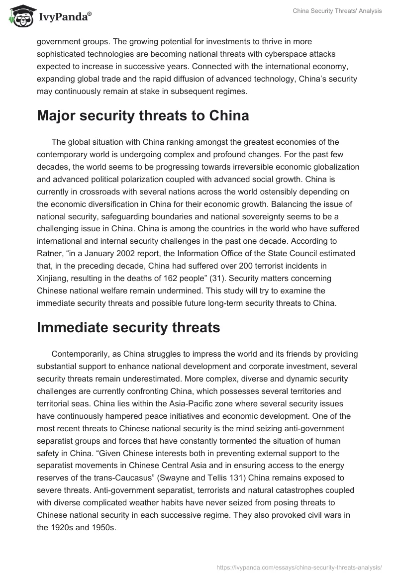 China Security Threats' Analysis. Page 4
