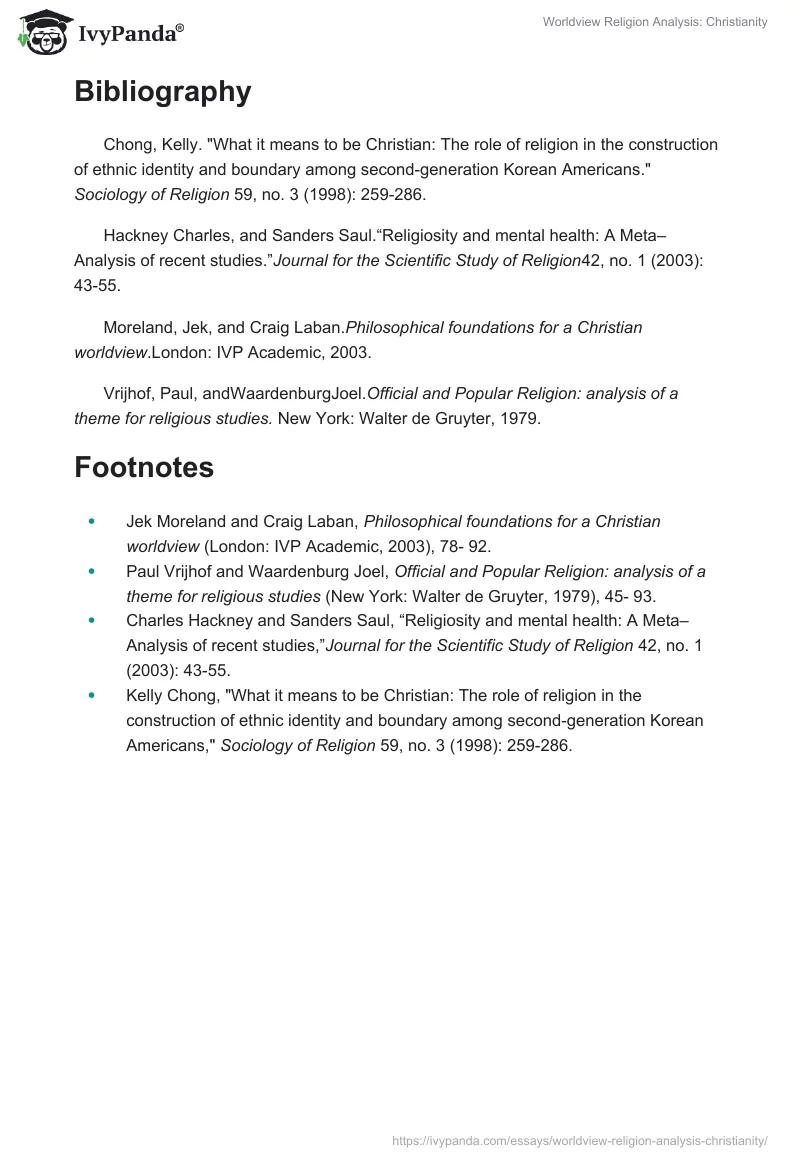 Worldview Religion Analysis: Christianity. Page 4