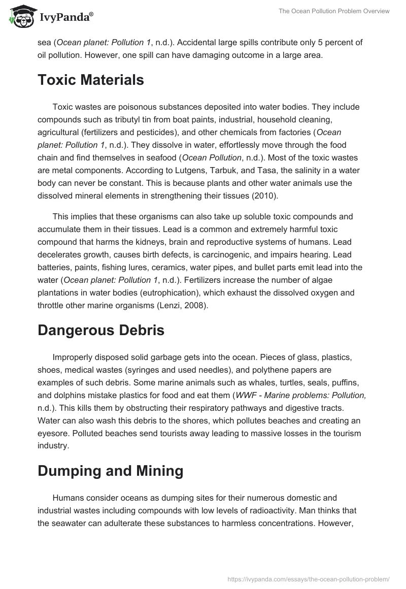 The Ocean Pollution Problem Overview. Page 2
