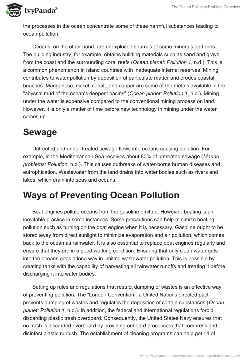 The Ocean Pollution Problem Overview. Page 3