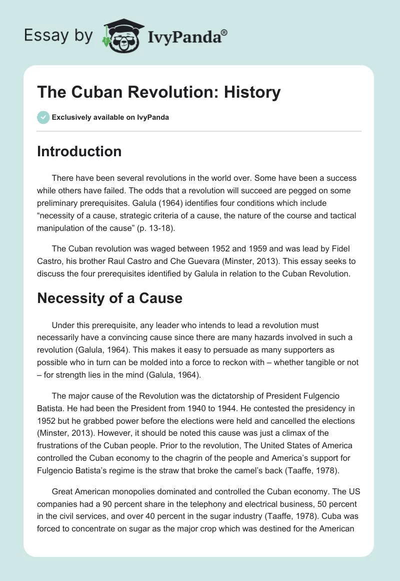 The Cuban Revolution: History. Page 1
