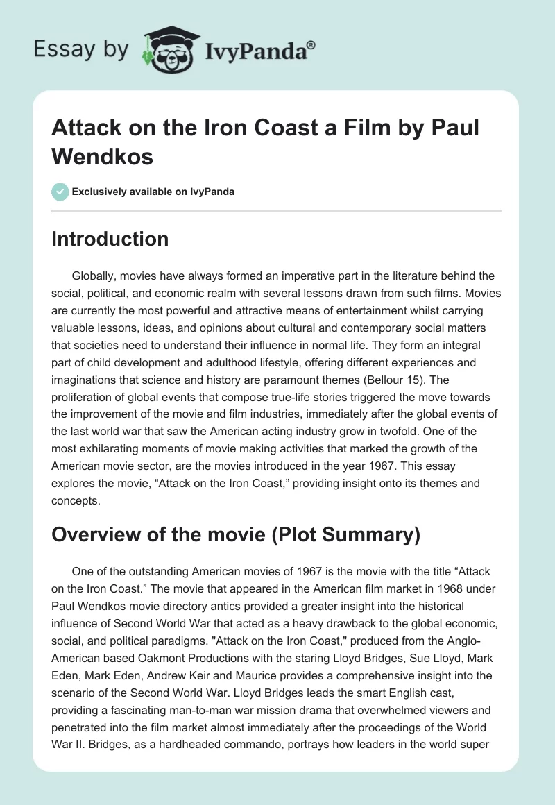 "Attack on the Iron Coast" a Film by Paul Wendkos. Page 1