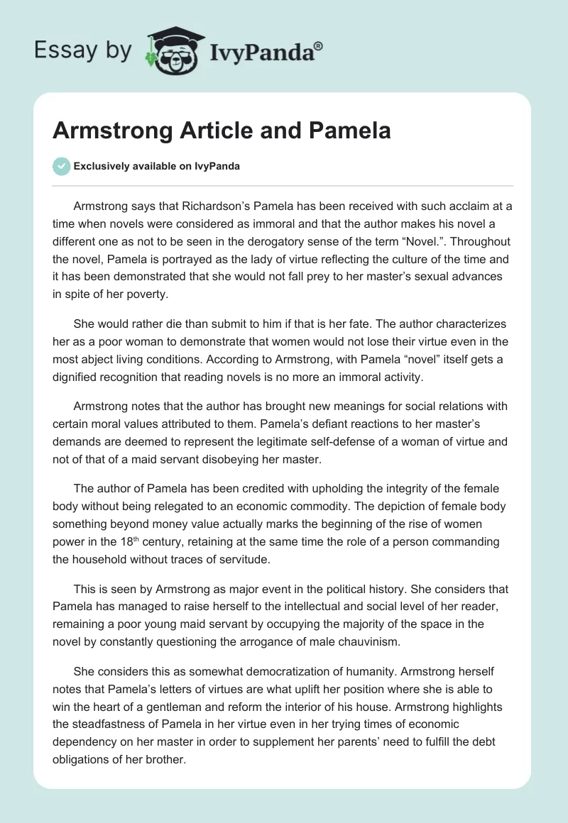 Armstrong Article and Pamela. Page 1