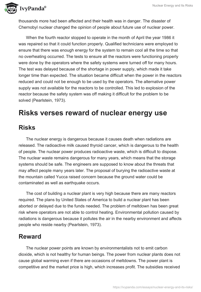 Nuclear Energy and Its Risks. Page 2